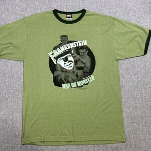 Vintage Frankenstein Shirt Mens Size XL Ringer Y2K 2005 Graphic Horror Movie